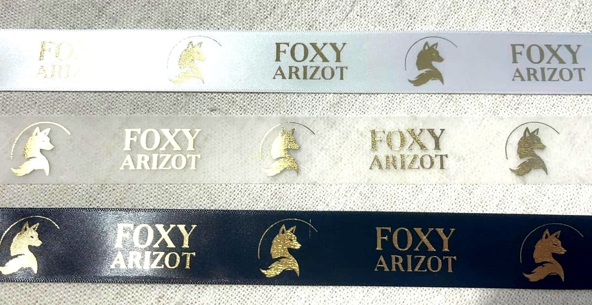 Satin ribbon with Foxy Arizot foil print